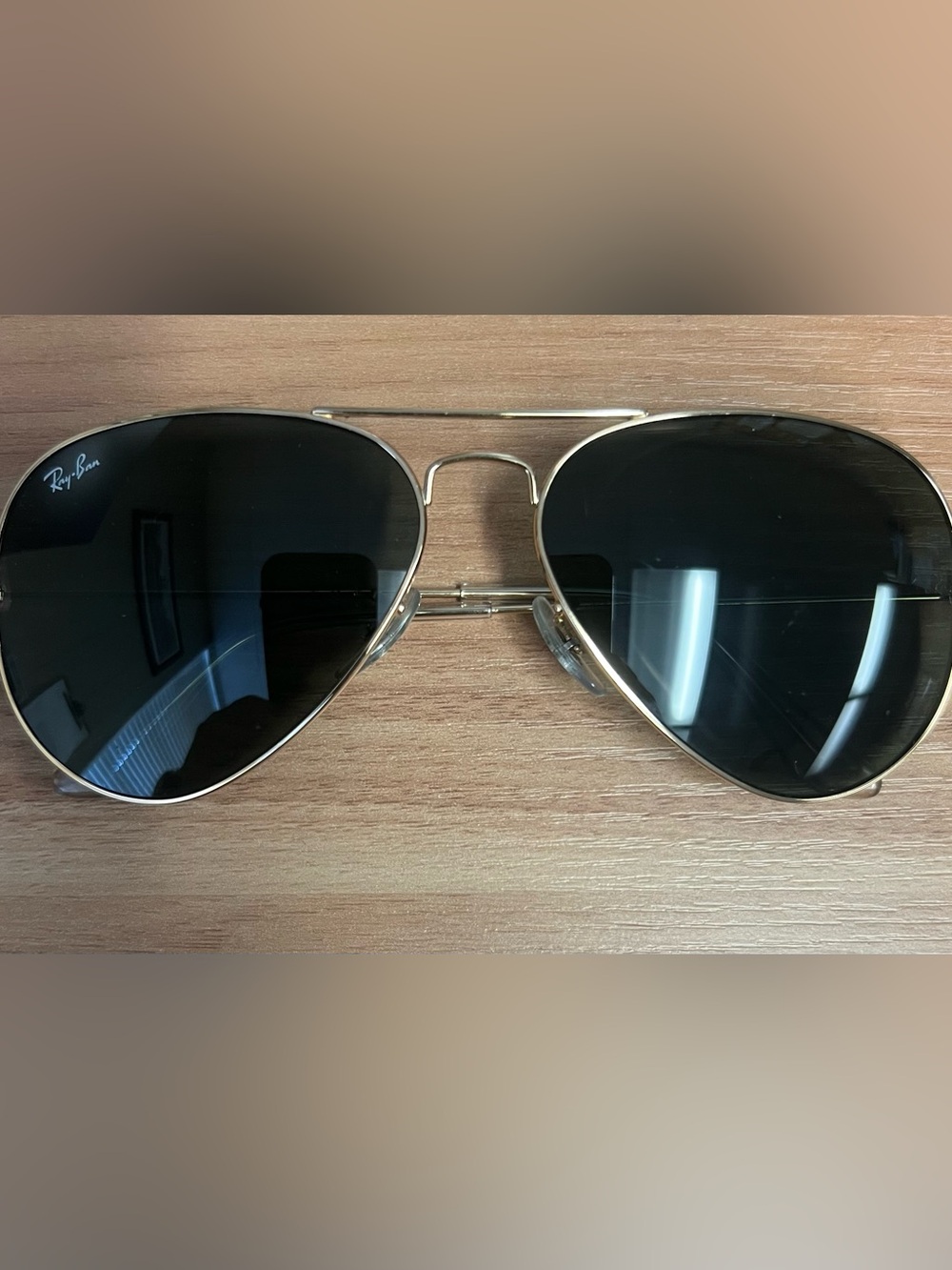 Ray-Ban Aviator Metal Frame Sunglasses in Gold with Dark Lenses